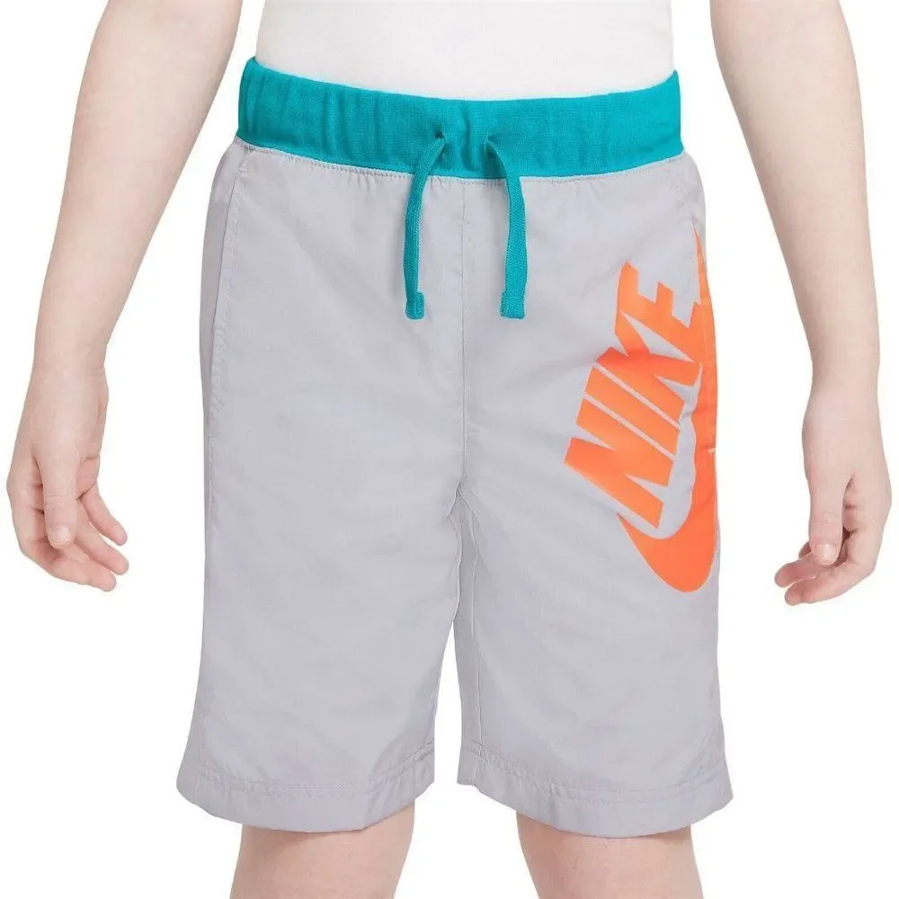 Nike Boys Wolf Gray Aquamarine Drawstring‎ Sportswear Woven Shorts Size XL